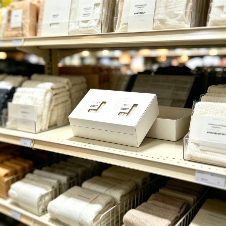 Supermarket shelf sock packaging boxes